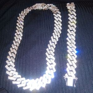 Platinum Plated Cuban Link 20mm Necklace and Bracelet Set